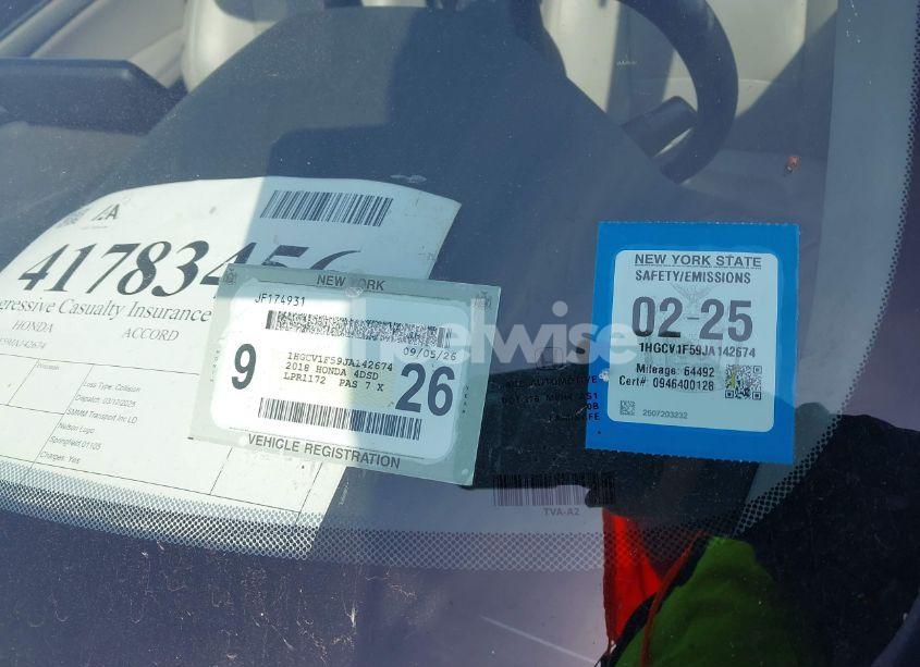 Photo 9 of 2018 Honda Accord EX-L (VIN 1HGCV1F59JA142674)