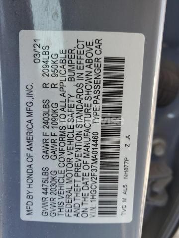 Photo 3 of 2021 HONDA ACCORD SPORT (VIN 1HGCV2F37MA014460)