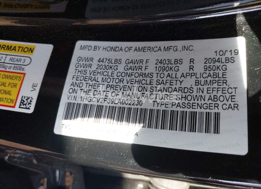 Photo 9 of 2020 Honda Accord SPORT 2.0T (VIN 1HGCV2F39LA002230)