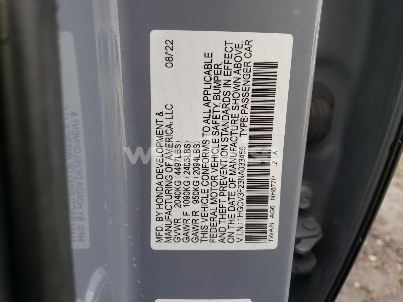 Photo 13 of 2022 HONDA ACCORD HYBRID SPORT (VIN 1HGCV3F23NA033456)