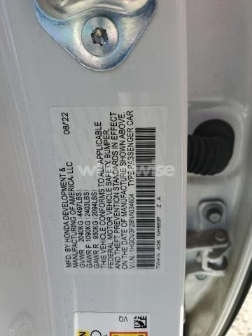Photo 9 of 2022 HONDA ACCORD HYBRID SPORT (VIN 1HGCV3F28NA034604)