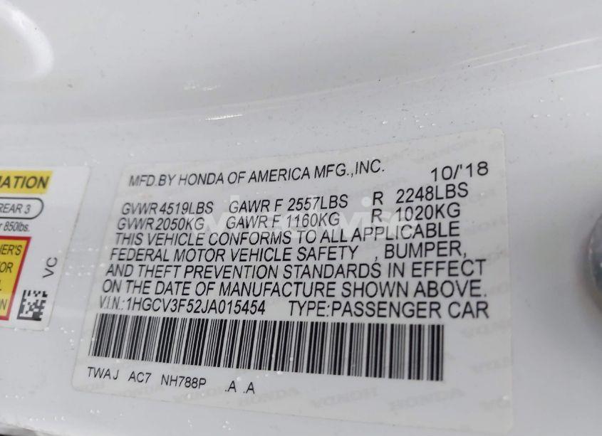 Photo 9 of 2018 Honda Accord HYBRID EX-L (VIN 1HGCV3F52JA015454)