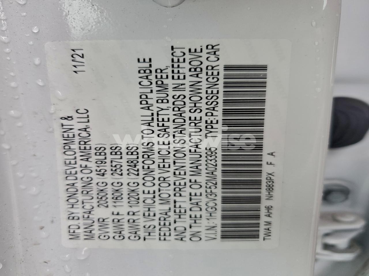 Photo 12 of 2021 HONDA ACCORD HYBRID EXL (VIN 1HGCV3F52MA023395)