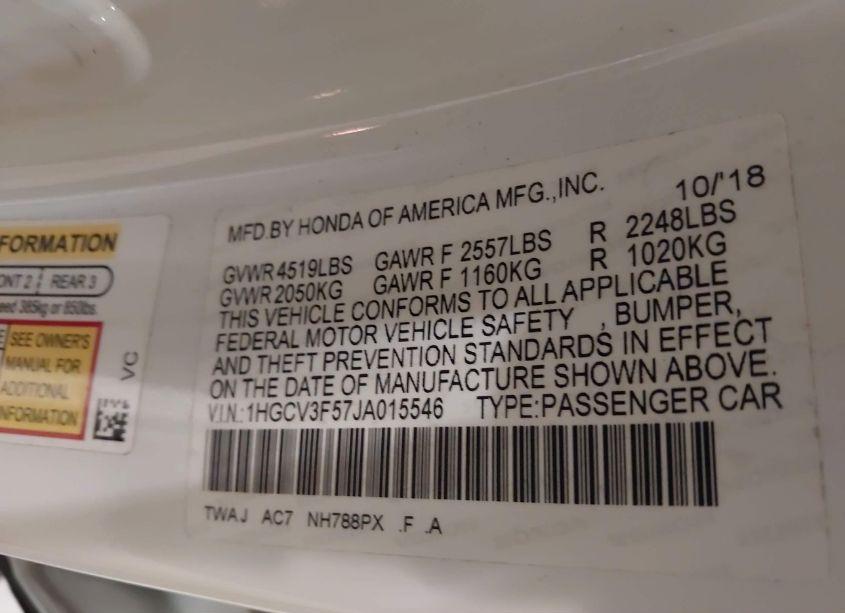 Photo 9 of 2018 Honda Accord HYBRID EX-L (VIN 1HGCV3F57JA015546)