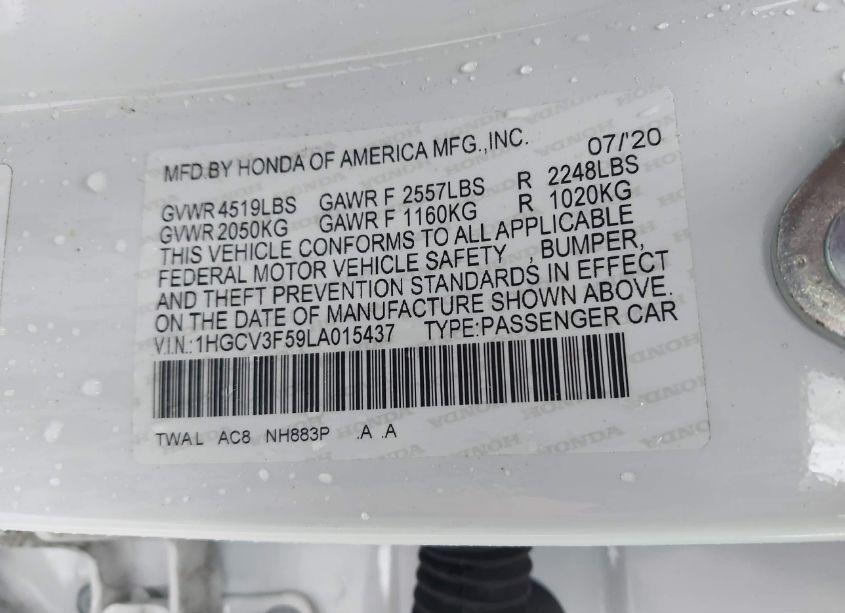 Photo 9 of 2020 Honda Accord HYBRID EX-L (VIN 1HGCV3F59LA015437)