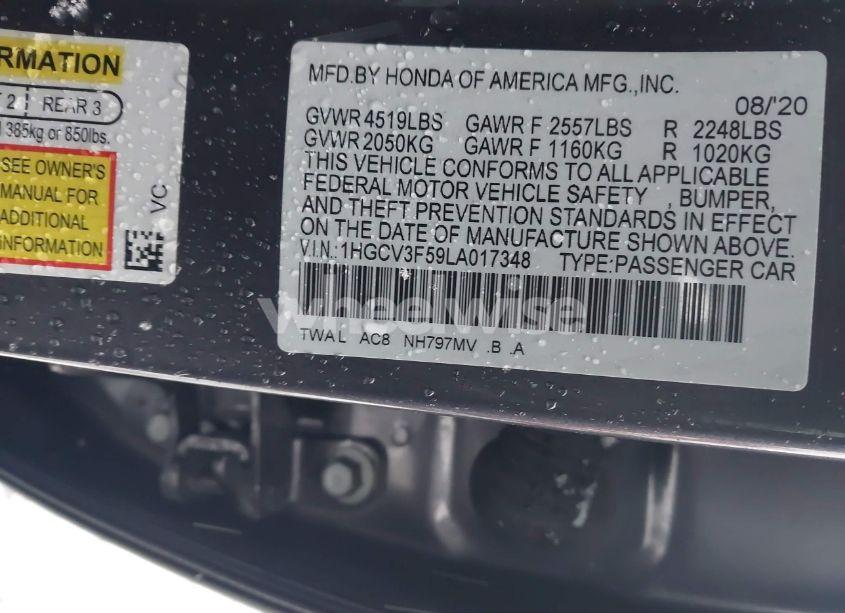 Photo 9 of 2020 Honda Accord HYBRID EX-L (VIN 1HGCV3F59LA017348)