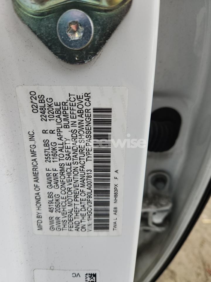 Photo 12 of 2020 HONDA ACCORD TOURING HYBRID (VIN 1HGCV3F90LA007813)
