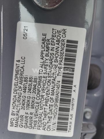 Photo 8 of 2021 HONDA ACCORD TOURING HYBRID (VIN 1HGCV3F98MA014574)