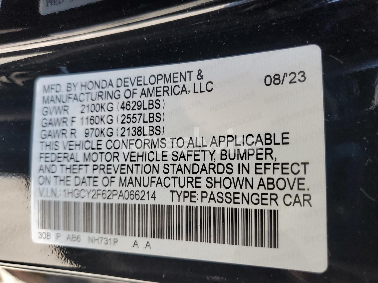 Photo 12 of 2023 HONDA ACCORD HYBRID EXL N/A (VIN 1HGCV3F99NA040604)