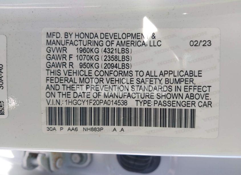 Photo 9 of 2023 Honda Accord LX (VIN 1HGCY1F20PA014538)