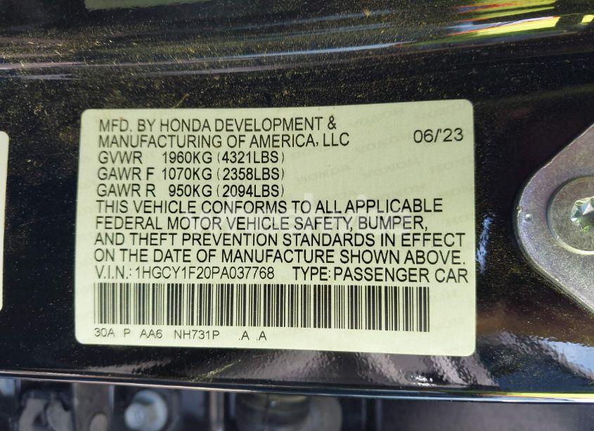 Photo 9 of 2023 Honda Accord LX (VIN 1HGCY1F20PA037768)
