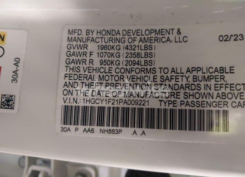 Photo 9 of 2023 Honda Accord LX (VIN 1HGCY1F21PA009221)