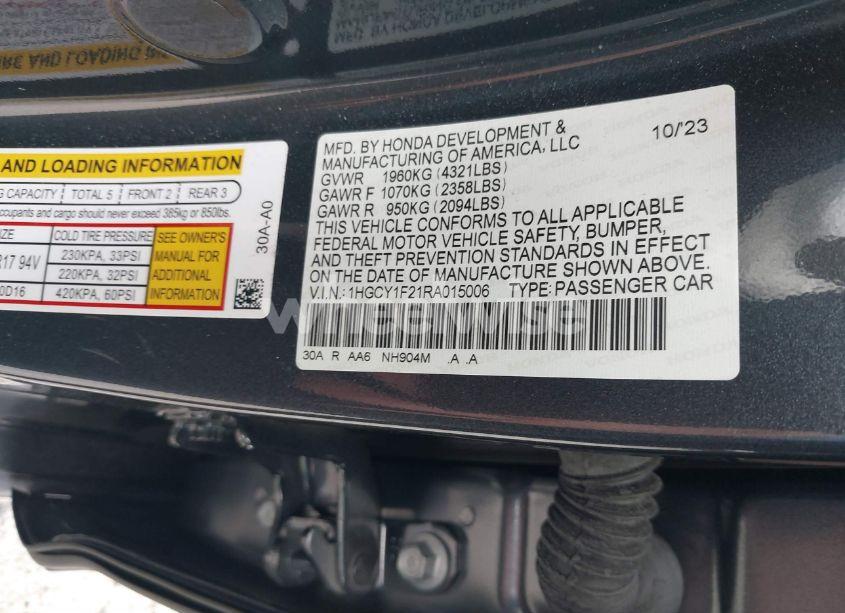 Photo 9 of 2024 Honda Accord LX (VIN 1HGCY1F21RA015006)