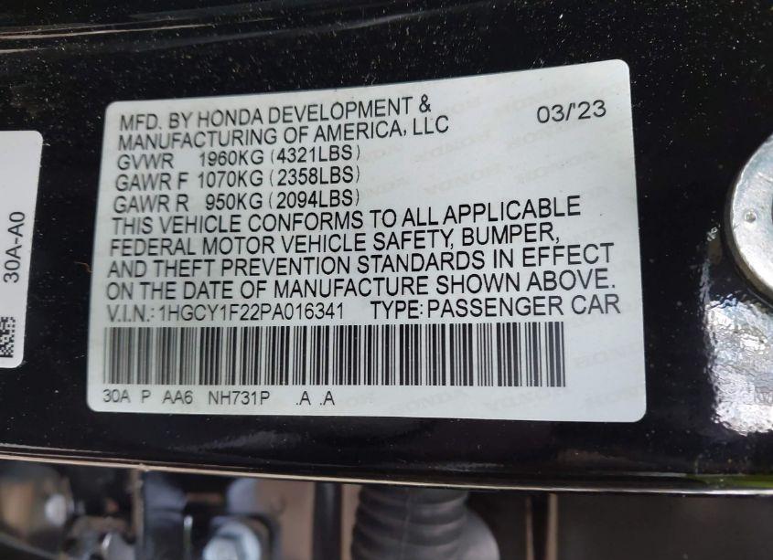 Photo 9 of 2023 Honda Accord LX (VIN 1HGCY1F22PA016341)
