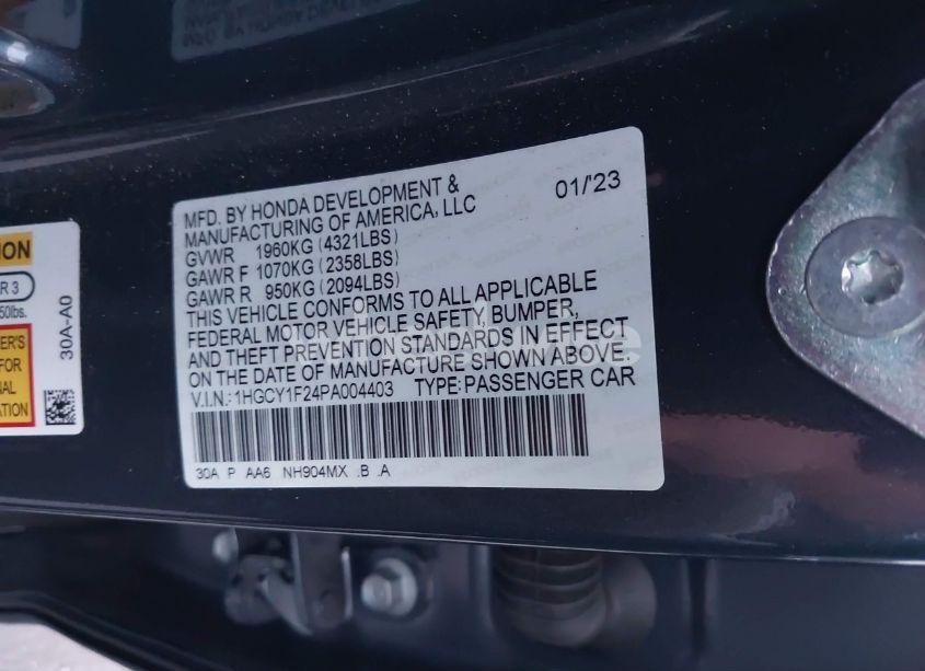 Photo 9 of 2023 Honda Accord LX (VIN 1HGCY1F24PA004403)
