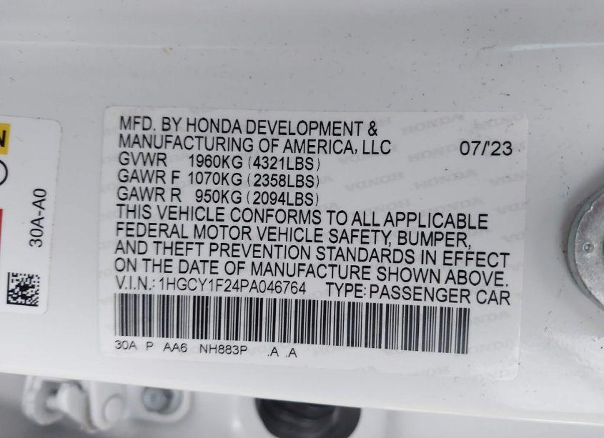 Photo 9 of 2023 Honda Accord LX (VIN 1HGCY1F24PA046764)