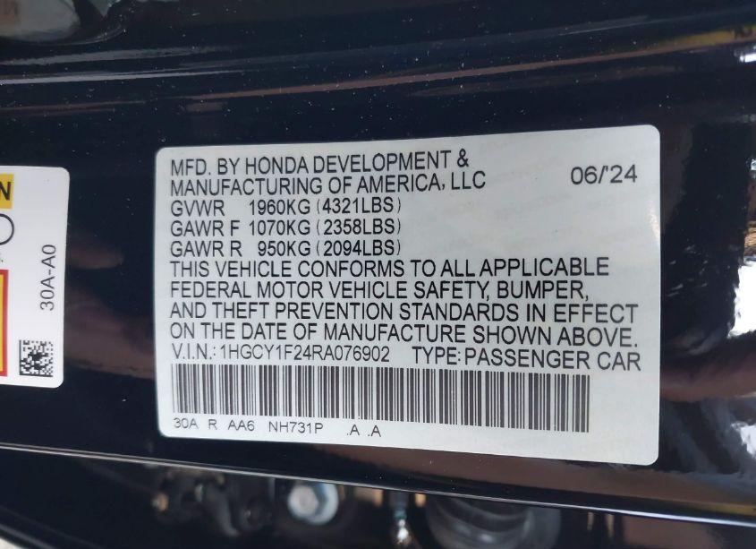 Photo 9 of 2024 Honda Accord LX (VIN 1HGCY1F24RA076902)