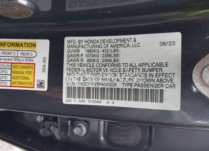 Photo 9 of 2023 Honda Accord LX (VIN 1HGCY1F25PA043226)
