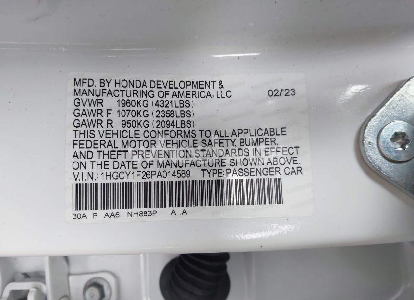 Photo 9 of 2023 Honda Accord LX (VIN 1HGCY1F26PA014589)