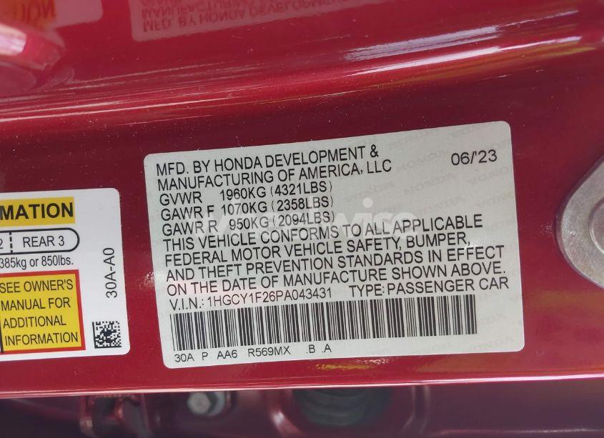 Photo 9 of 2023 Honda Accord LX (VIN 1HGCY1F26PA043431)