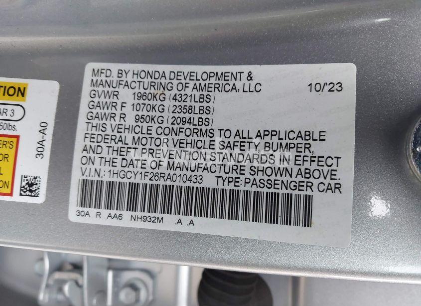 Photo 9 of 2024 Honda Accord LX (VIN 1HGCY1F26RA010433)