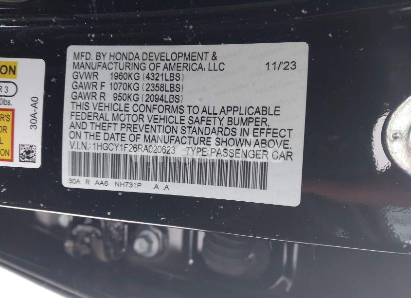 Photo 9 of 2024 Honda Accord LX (VIN 1HGCY1F26RA020623)