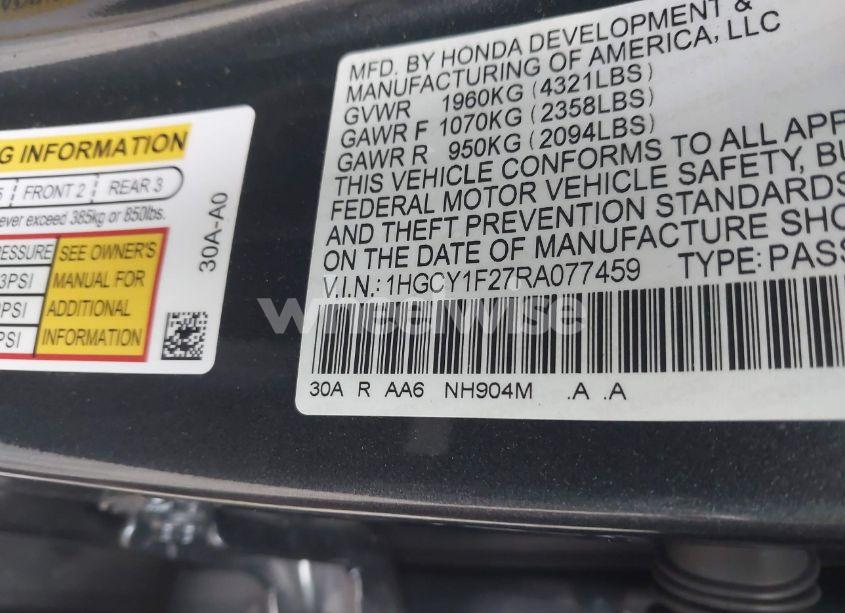 Photo 9 of 2024 Honda Accord LX (VIN 1HGCY1F27RA077459)