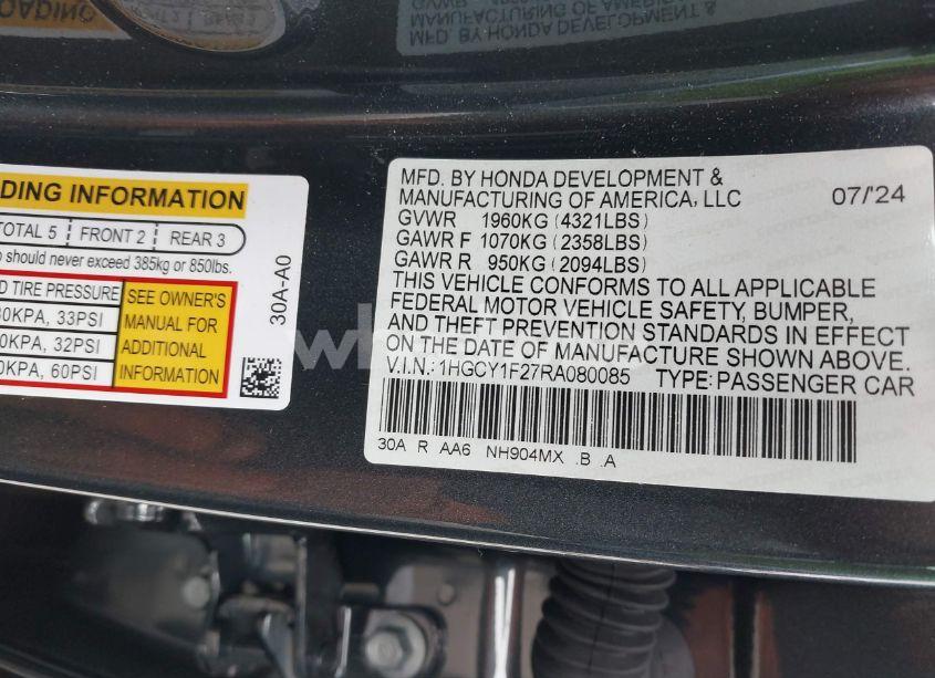 Photo 9 of 2024 Honda Accord LX (VIN 1HGCY1F27RA080085)