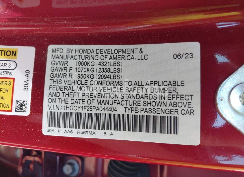 Photo 9 of 2023 Honda Accord LX (VIN 1HGCY1F28PA044404)