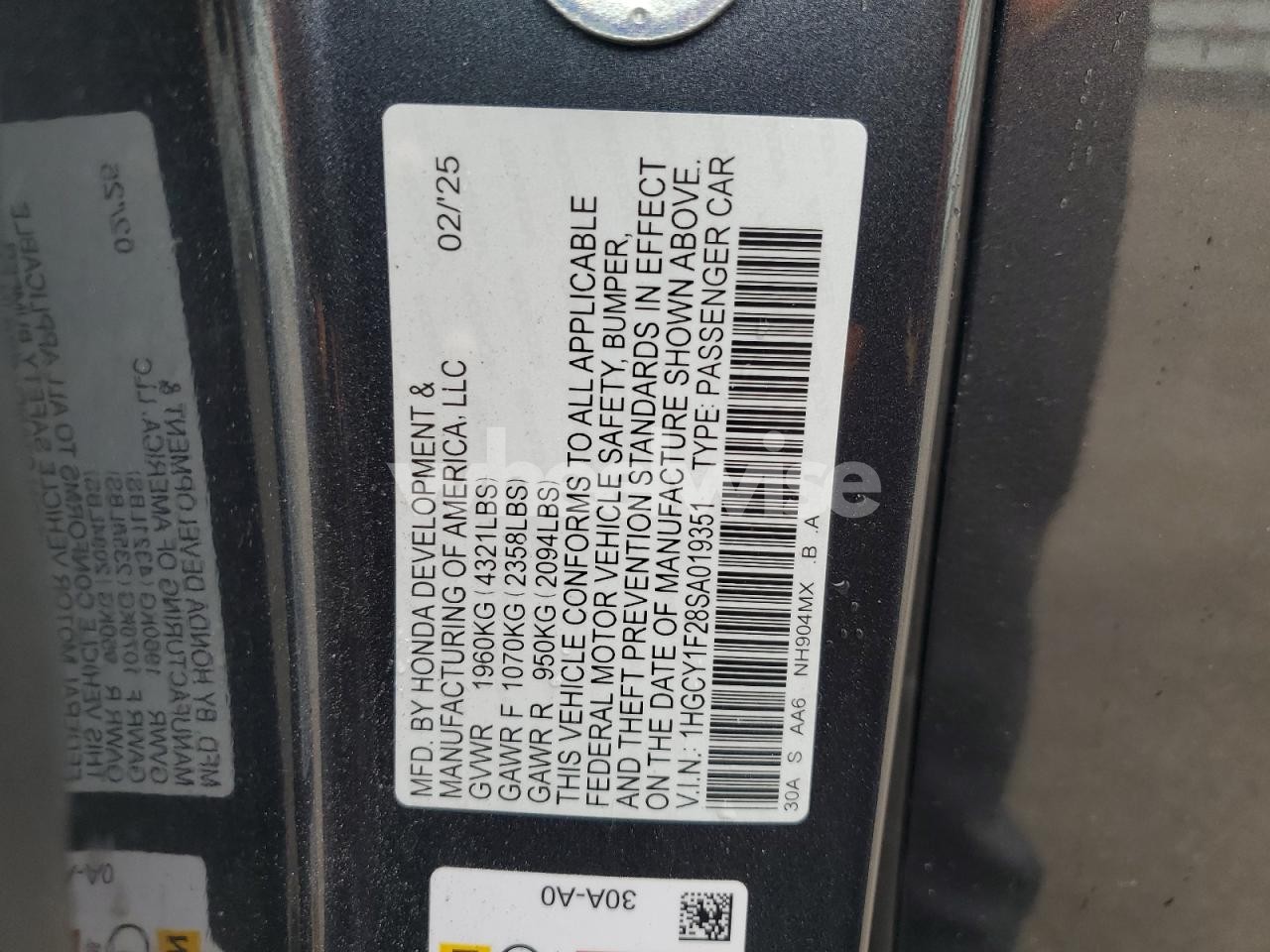 Photo 12 of 2025 HONDA ACCORD LX (VIN 1HGCY1F28SA019351)