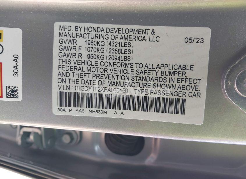 Photo 9 of 2023 Honda Accord LX (VIN 1HGCY1F2XPA030150)