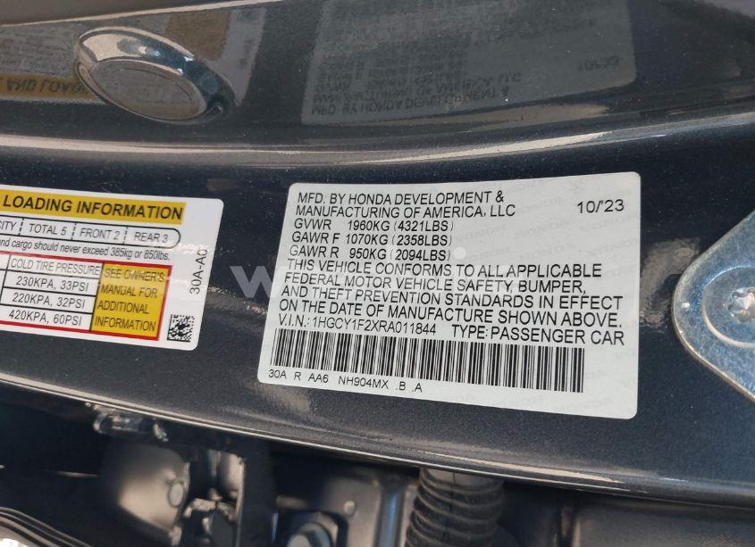 Photo 9 of 2024 Honda Accord LX (VIN 1HGCY1F2XRA011844)