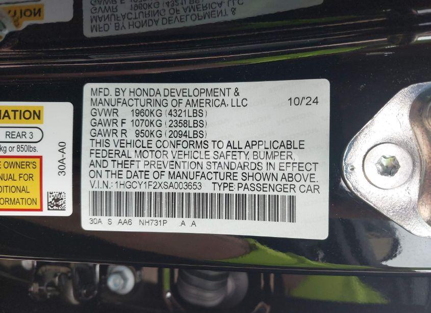 Photo 9 of 2025 Honda Accord LX (VIN 1HGCY1F2XSA003653)