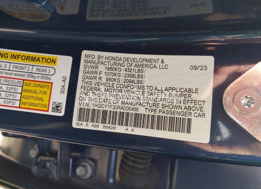Photo 9 of 2024 Honda Accord EX (VIN 1HGCY1F30RA006466)