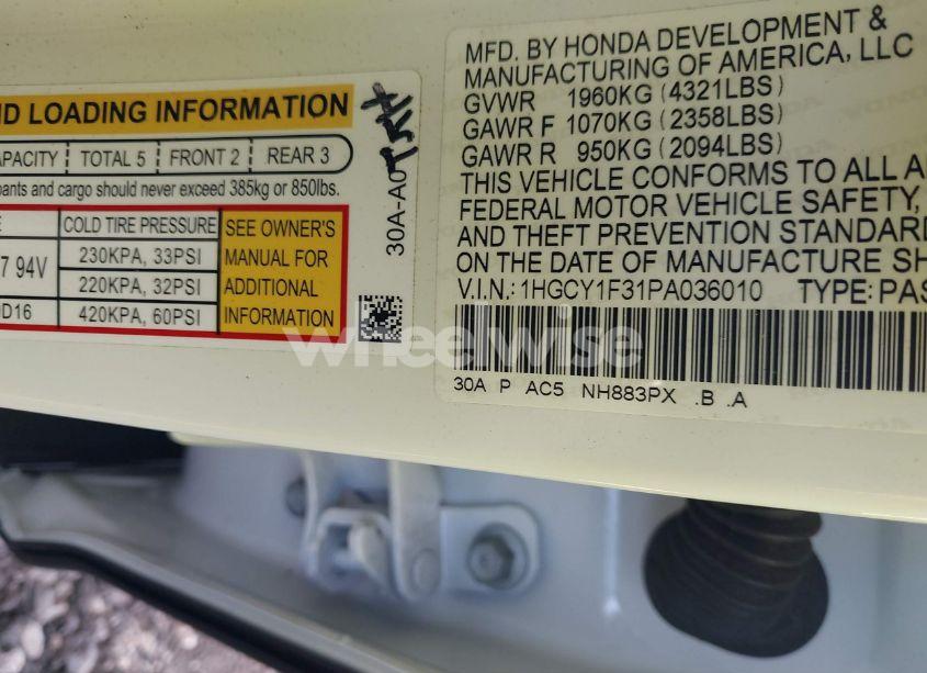 Photo 9 of 2023 Honda Accord EX (VIN 1HGCY1F31PA036010)