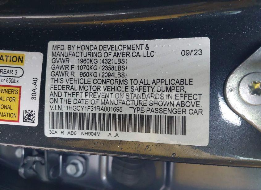 Photo 9 of 2024 Honda Accord EX (VIN 1HGCY1F31RA001695)