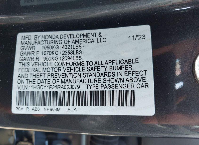 Photo 9 of 2024 Honda Accord EX (VIN 1HGCY1F31RA023079)