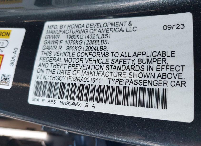 Photo 9 of 2024 Honda Accord EX (VIN 1HGCY1F32RA001611)