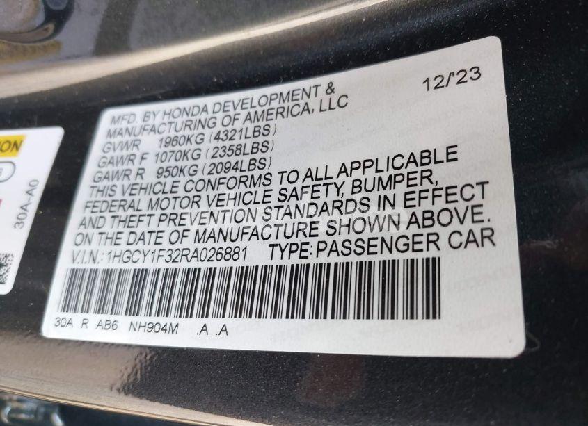 Photo 9 of 2024 Honda Accord EX (VIN 1HGCY1F32RA026881)