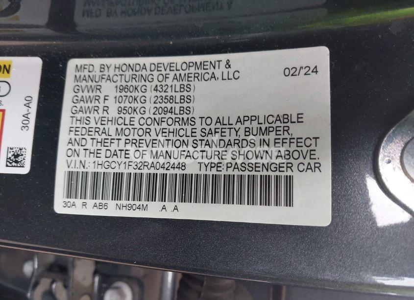 Photo 9 of 2024 Honda Accord EX (VIN 1HGCY1F32RA042448)