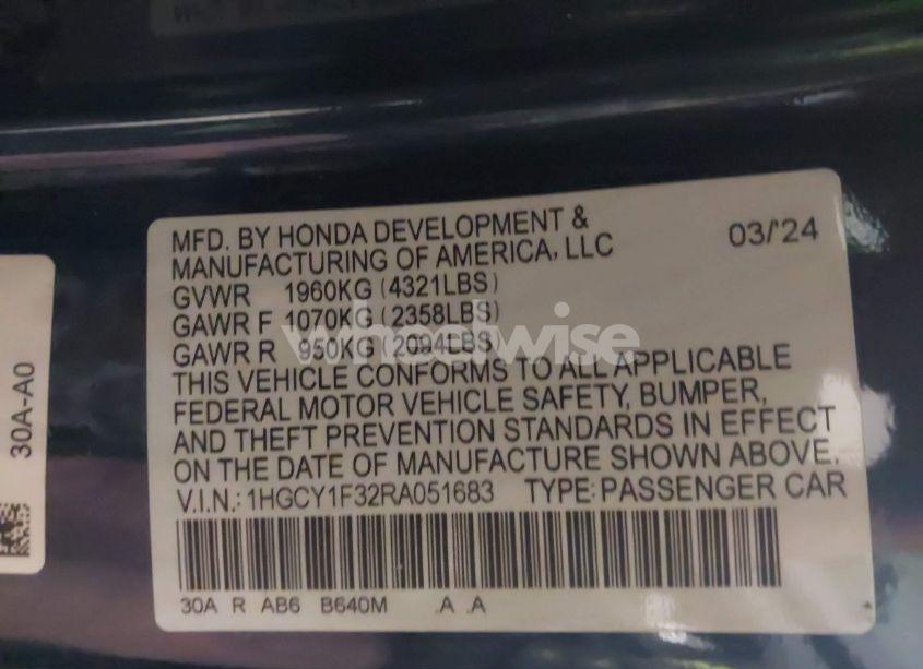 Photo 9 of 2024 Honda Accord EX (VIN 1HGCY1F32RA051683)