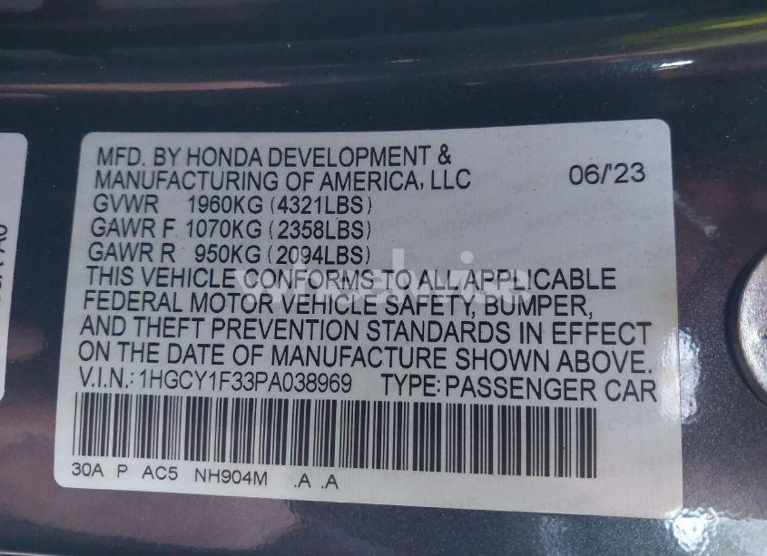 Photo 9 of 2023 Honda Accord EX (VIN 1HGCY1F33PA038969)