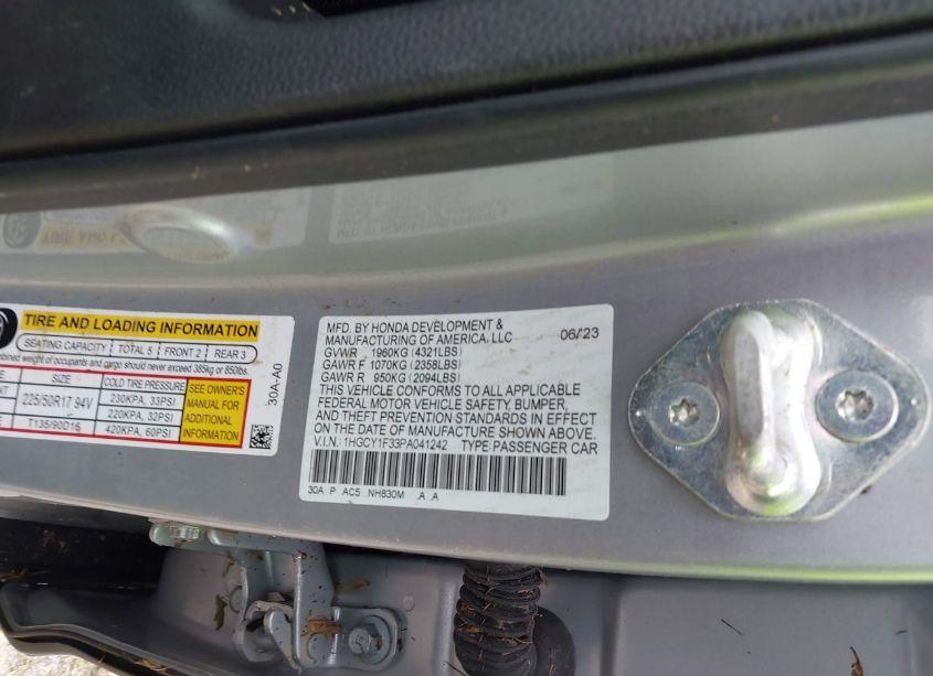 Photo 9 of 2023 Honda Accord EX (VIN 1HGCY1F33PA041242)