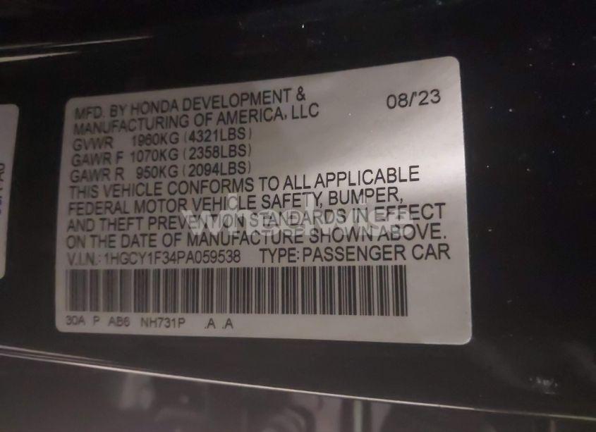 Photo 9 of 2023 Honda Accord EX (VIN 1HGCY1F34PA059538)