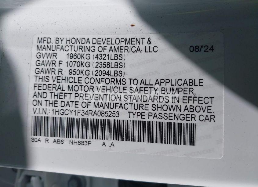 Photo 9 of 2024 Honda Accord EX (VIN 1HGCY1F34RA085253)