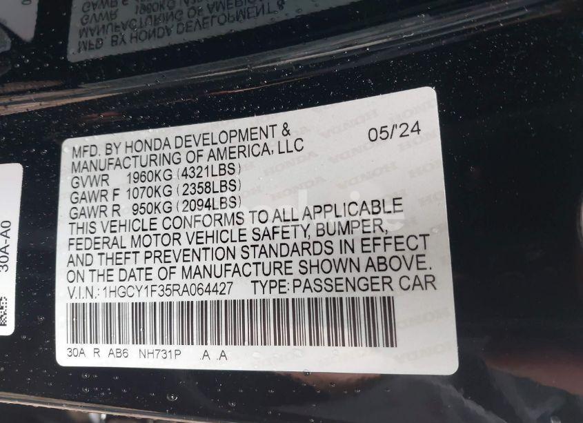 Photo 9 of 2024 Honda Accord EX (VIN 1HGCY1F35RA064427)