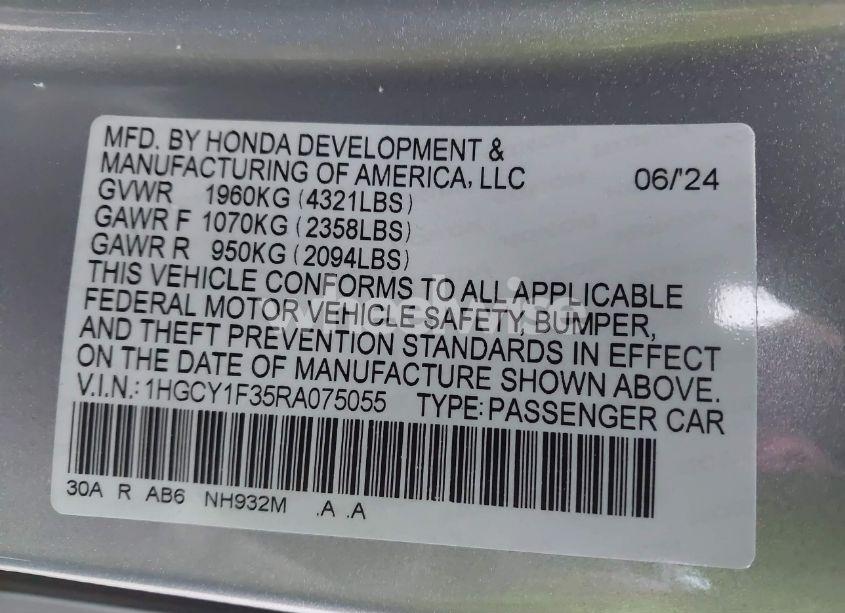 Photo 9 of 2024 Honda Accord EX (VIN 1HGCY1F35RA075055)