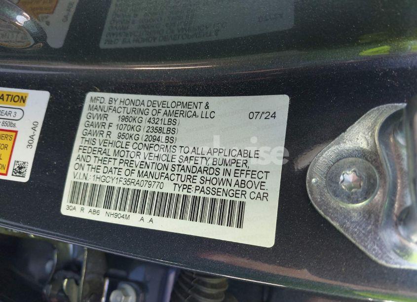 Photo 9 of 2024 Honda Accord EX (VIN 1HGCY1F35RA079770)