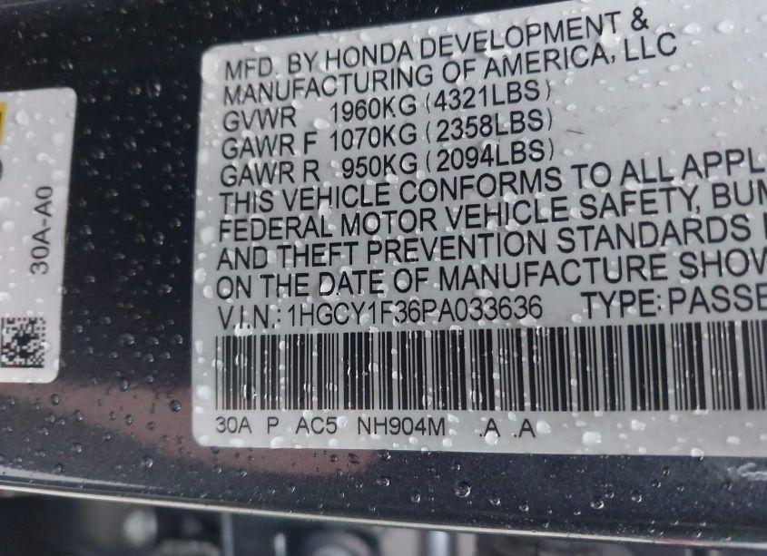 Photo 9 of 2023 Honda Accord EX (VIN 1HGCY1F36PA033636)