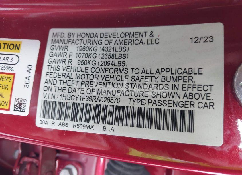 Photo 9 of 2024 Honda Accord EX (VIN 1HGCY1F36RA028570)